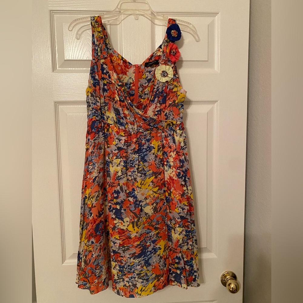 Multicolor floral appliqué sleeveless dress